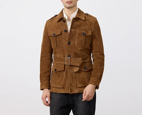 Giacca safari uomo pelle