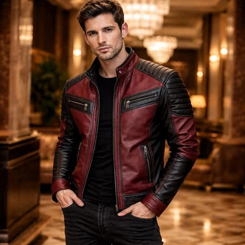 Giacca pelle uomo retrò - , biker